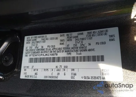 2018 Ford F-150 Xlt z USA, uszkodzony, nr VIN 1FTEW1CPXJKC10078